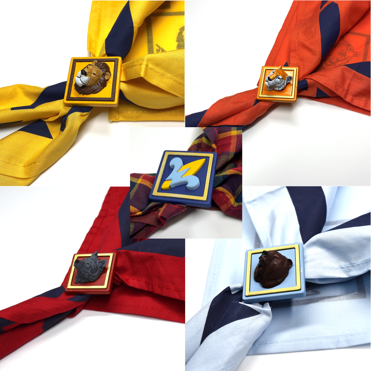 Set of All 5 Cub Scout Neckerchief Slides